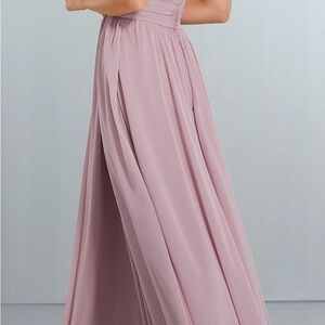 Chiffon Bridesmaids Dress with One Shoulder Flounced Sleeve